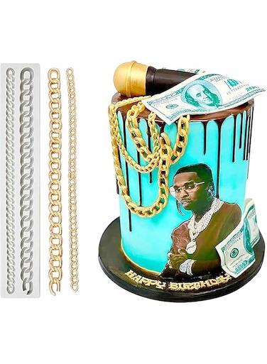 Tazweeq Realistic Gold Chain Cake Fondant Bag Purse Chain Mold, Fondant Silicone Cake Decorating Moulds