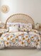 Home Queen size 6 pieces duvet cover set, brown floral pattern, boho style.