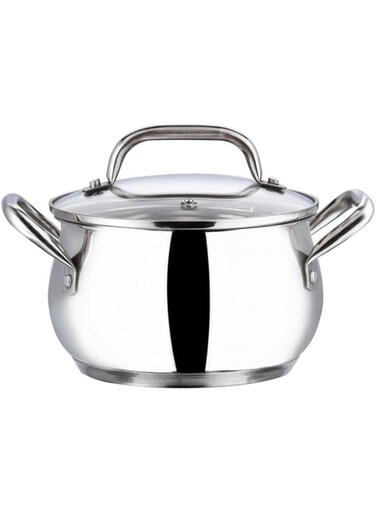 Vinod Stainless Steel Almaty Sauce Pot with Glass lid -18 cm, 2.9 L (Induction Friendly)