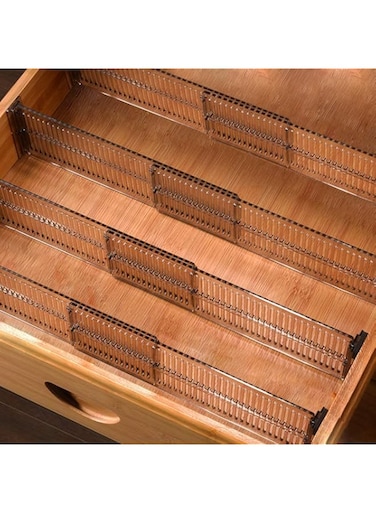 Drawer Dividers Organizers, Expandable from 10-21Inch Kitchen Drawer Organizer, Clear Plastic Drawers Separators, Adjustable Divider with Foam Ends for Clothing, Kitchen Utensils and Office (4 Pack)