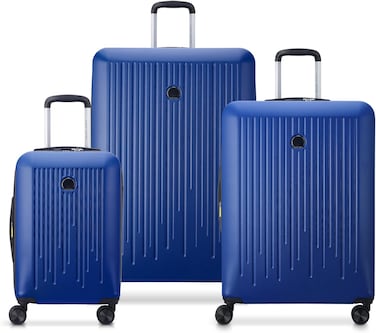 Delsey Paris Christine Hardside Expandable Luggage Set Of 3, Polycarbonate Hardshell Suitcases With 360&deg; Spinner Wheels, Lightweight And Durable Travel Luggage, Scratch-Resistant Exterior,Klein Blue