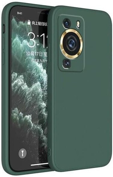 Case for Huawei P60 / P60 Pro, Liquid Gel Rubber Bumper Case with Soft Microfiber Lining Cushion Slim Hard Shell Shockproof Protective Cover for Huawei P60 Pro/Huawei P60 (Green)