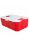 Red Lunch Box with Fork, Dual Compartment, Leak Proof, Meal Box, Food Grade Plastic Material