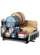 Dish Drying Rack with Drainboard Set Stainless Steel 2 Tier Dish Rack Large Dish Drainers with Drainage With Removable Cutting Board Holder Utensil Holder and Cup Holder Baking New （Black）