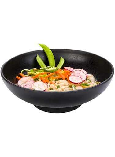 27 Oz Black Melamine Large Bowl - Japonais, Faux Stone, Speckled - 9" X 9" X 2 1/2" - 2Ct Box - Voga - Restaurantware