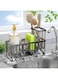 Kitchen Sink Caddy, Kitchen Sponge Holder with Auto Draining Tray,Kitchen Sink Organizer with Brush Holder,Rustproof 304 Stainless Steel Dish Soap Holder for Kitchen Sink(Black) (grey)