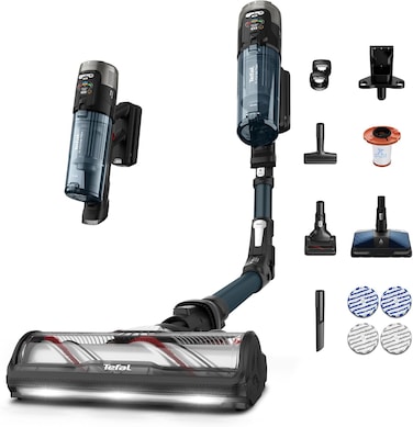 Tefal X-Force Flex 13.60 TY9AD3H0 - Handstick Vacuum Cleaner, 240W, 0.45L Dust Box Capacity, 1.6kg, Upto 60min Running Time, Wet &amp; Dry, 2-in-1, Vacuum &amp; Spin Mop