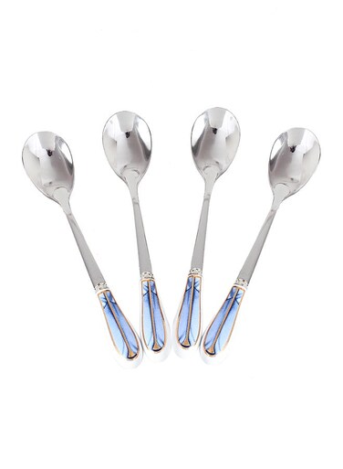 4-Piece Coffee And Tea Spoon With Handle Silver 13.2x2.3x1cm