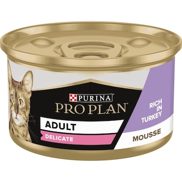 Purina Pro Plan Adult Delicate Digestion, Wet Cat Food, Mousse rich in Turkey, 24 x 85g