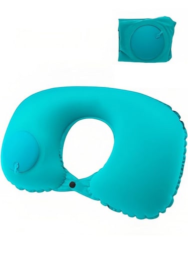 Inflate Deflate Neck Pillow for Travel ,Adjustable Cervical Support with Dual Buckles, Breathable Milk Silk, Compact Portable Design Breathable Milk Silk