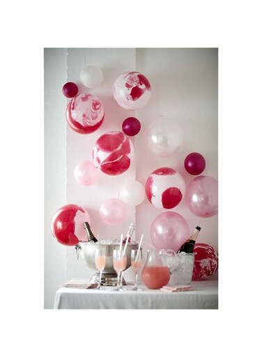 Talking Tables We Heart Marble Effect Balloons, 12-Piece, 12-inch Diameter, Pink