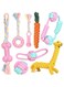 Puppy Dog Chew Toys, Dog Toy Set, Chewing Toys for Aggressive Chewers, Interactive Pink Dog Rope and ball Toys Gift Xmas for 8 Weeks Small Puppies, Medium and Large Dogs 8pcs