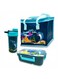 Lunch Box Set Blue, 3-Compartment Bento Box 1800 ml with Water Bottle &amp; Thermal Bag