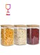 3-Piece Set of Square Glass Storage Jars with Wooden Lids, 1100ML/37OZ Airtight Food Containers, Preservation Jars &amp; Storage Boxes for Pasta, Flour, Grains, Spices, Tea, Coffee Beans, &amp; Other Kitchen Staples - Perfect for Long-Term Food Preservation &amp; Organization
