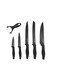 Kitchen Knife Set- RF12580/ Pack of 6, Includes Chef, Slicing, Utility, Fruit, Bread Knife and Ceramic Peeler/ Granite Coated Blades, Ergonomic Design with Comfortable PP Handle Black