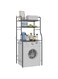 0TO1 3-Tier Bathroom Storage Shelf, Over The Toilet/Washing Machine Storage Rack, Bathroom Space Saver, Multifunctional Storage Rack with Hanging Hooks, Easy To Assemble, No Drilling, Black (152*68cm)