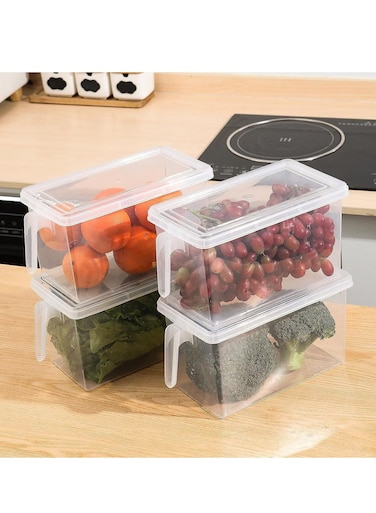 4-Pack Cereal and Dry Food Storage Containers Kitchen Organizer Small Meal Prep for Sugar Flour Snack Baking Supplies BPA-Free Stackable Boxes with Locking Lids