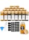 Arabest Glass Spice Jars with Bamboo Lids of 24,120 ml Glass Jars with Minimalist Farmhouse Spice Labels Stickers,Marker Pen,Collapsible Funnel,Seasoning Storage Bottles for Spice Rack,Cabinet,Drawer