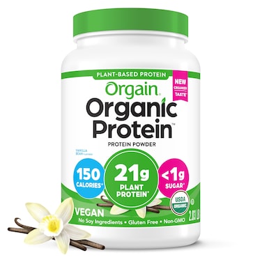 Orgain Organic Vegan Protein Powder Vanilla Bean  21g Plant Protein 6g Prebiotic Fiber No Lactose Ingredients No Added Sugar NonGMO For Shakes  Smoothies 203 lb Packaging May Vary