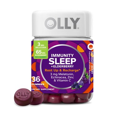 OLLYSleep Immunity Melatonin Gummy Vitamin C Zinc Echinacea 3mg Melatonin Immune and Sleep Support Berry  36
