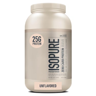 IsopureUnflavored Protein 25g Whey Isolate Zero Carb  Keto Friendly 47 Servings 3 Pounds Packaging May Vary