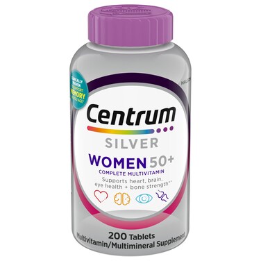Centrum Silver Womens Multivitamin for Women 50 Plus MultivitaminMultimineral Supplement with Vitamin D3 B Vitamins NonGMO Ingredients Supports Memory and Cognition in Older Adults  200 Ct