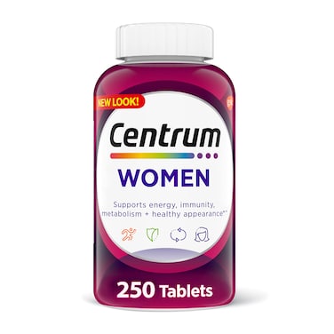 CentrumMultivitamin for Women MultivitaminMultimineral Supplement with Iron Vitamin D3 B Vitamins and Antioxidant Vitamins C and E Gluten Free NonGMO Ingredients  250 Count