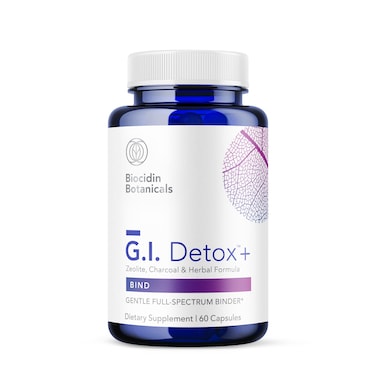 Biocidin GI Detox Gentle Binder  Activated Charoal Zeolite  Aloe for Digestive Health  Supports The Gut Cleanse Detox Process  May Reduce Bloating  Gas 60 Capsules