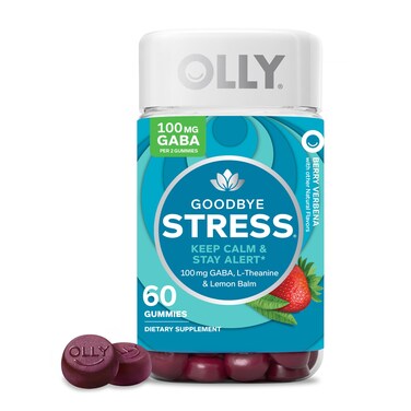 OLLY Goodbye Stress Gummy GABA LTheanine Lemon Balm Stress Relief Supplement Berry  60 Count