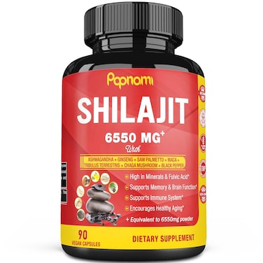 Shilajit Himalayan Capsules  6550mg 3 Month Supply  Combined Ashwagandha Ginseng Saw Palmetto Maca Tribulus Chaga Black Pepper