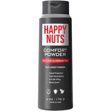 HAPPY NUTS Comfort Powder  Anti Chafing  Deodorant AluminumFree Sweat and Odor Control for Jock Itch Groin and Mens Private Parts 6 Ounce Pack of 1 Original