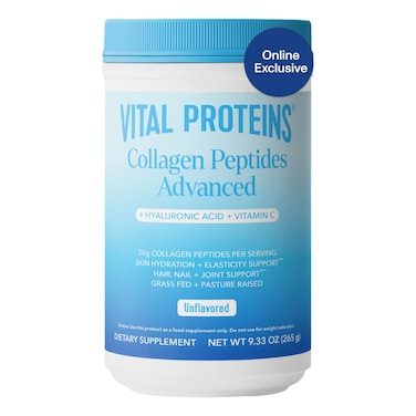 Vital Proteins Collagen Powder Supplement Hydrolyzed Peptides with Hyaluronic Acid and Vitamin C  NonGMO Dairy  Gluten Free Unflavored 933oz