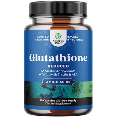 Reduced Glutathione Supplement with Glutamic Acid  L Glutathione 500mg Per Serving with Silymarin Milk Thistle Extract ALA Alpha Lipoic Acid Complex for Liver Support Skin Complexion Immunity