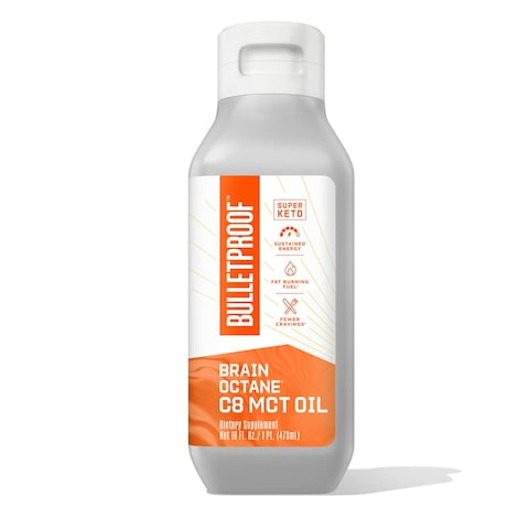 Bulletproof Brain Octane C8 MCT Oil 16 Ounces Keto Supplement for Sustained Energy and Fewer Cravings