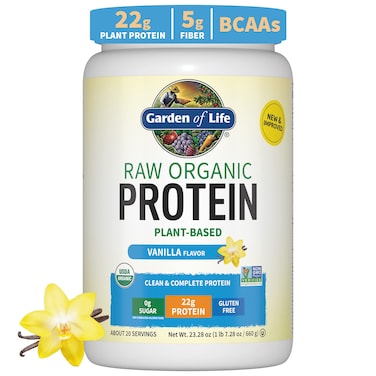 Organic Vegan Vanilla Protein Powder  Garden of Life  22g Complete Plant Based Raw Protein  BCAAs plus Probiotics  Digestive Enzymes for Easy Digestion  NonGMO GlutenFree Lactose Free 15 LB