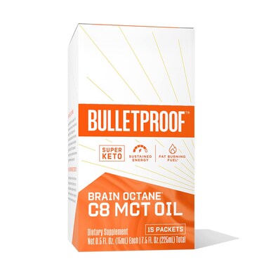 Bulletproof Brain Octane C8 MCT Oil Packets Pack of 15 Keto Supplement for Sustained Energy