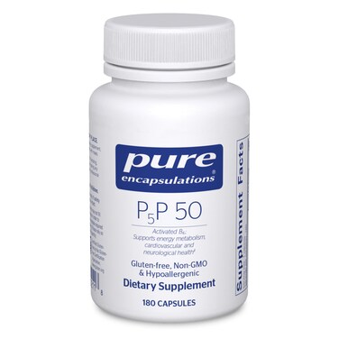Pure Encapsulations P5P 50  Active Vitamin B6  Supports Energy Metabolism  Brain Health  Gluten Free  NonGMO  180 Capsules