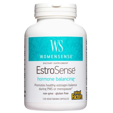 WomenSense EstroSense by Natural Factors Natural Supplement to Support Estrogen and Hormone Balance During PMS or Menopause Vegan NonGMO 120 Capsules