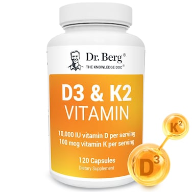 Dr Berg Vitamin D3 K2 wMCT Powder Includes 10000 IU of Vitamin D3 100 mcg MK7 Vitamin K2 Purified Bile Salts Zinc Magnesium for Ultimate Absorption K2 D3 Vitamin Supplement 120 Capsule