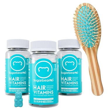 SugarbearProHair Vitamin Extra Strength 6000mcg Biotin LongerLooking Hair Gummy for Women  MenB12 MSM Inositol Omega 3 Elderberry Growth USA Patent Design Kosher Halal Vegan 6 Month Supply