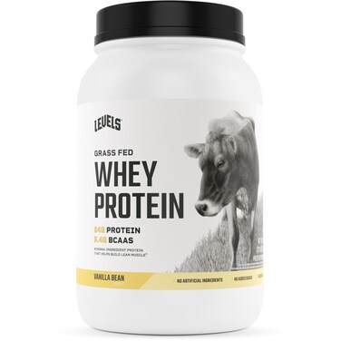 Levels Grass Fed Whey Protein Powder No Artificials 24G of Protein Vanilla Bean 2LB