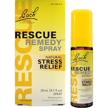 Bach RESCUE REMEDY Spray 20mL Natural Stress Relief Homeopathic Flower Essence Vegan Gluten  SugarFree NonHabit Forming Packaging May Vary