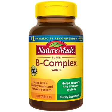 Nature Made Super B Complex with Vitamin C and Folic Acid Dietary Supplement for Immune Support 140 Tablets 140 Day Supply