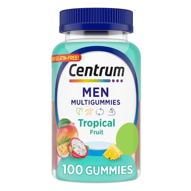CentrumMens Multivitamin Gummies Tropical Fruit Flavors Made from Natural Flavors 100 Count 50 Day Supply