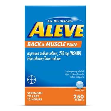 Aleve Back  Muscle Pain Relief Naproxen Sodium Tablets Pain Reliever  Fever Reducer Medicine for Body  250 Count