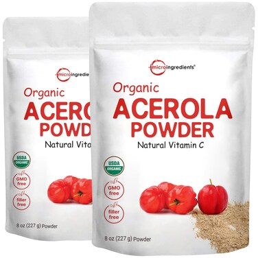 2 Pack of Pure USDA Organic Acerola Cherry Powder Natural and Organic Vitamin C for Immune System 8 Ounce No GMO No Gluten Brazil Origin