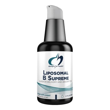 Designs for HealthLiposomal B Supreme  Liquid B Vitamin Complex with Superior Absorption  Folate Vitamin B12 B6 Biotin TMG  More  Oral Delivery Pump with Citrus Flavor 50 Servings  17oz