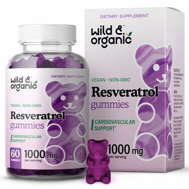 Wild  OrganicResveratrol Gummies  Trans Resveratrol 1000mg  Vegan Trans Resveratrol Supplement for Immune Support  Brain Health Support wResveratrol  60 Antioxidant Gummies