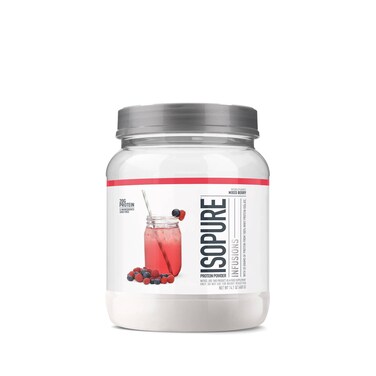 IsopureProtein Powder Clear Whey Isolate Protein Post Workout Recovery Drink Mix Gluten Free with Zero Added Sugar Infusions Mixed Berry 16 Servings