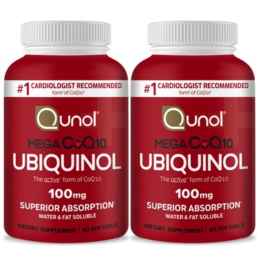 Qunol Ubiquinol CoQ10 100mg Softgels Mega Ubiquinol 100mg  Superior Absorption  Active form of Coenzyme Q10 for Heart Health  4 Month Supply  60 Count Pack of 2